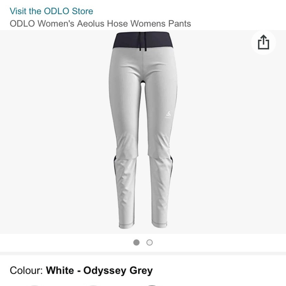 Odlo Aeolus Wind Pant, White/gray, Size M
